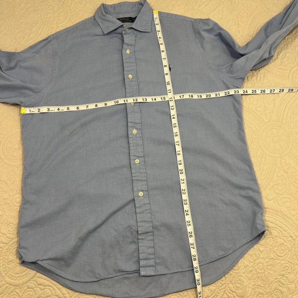 Polo Ralph Lauren Mens Large Light Blue Cotton Dress Shirt *READ